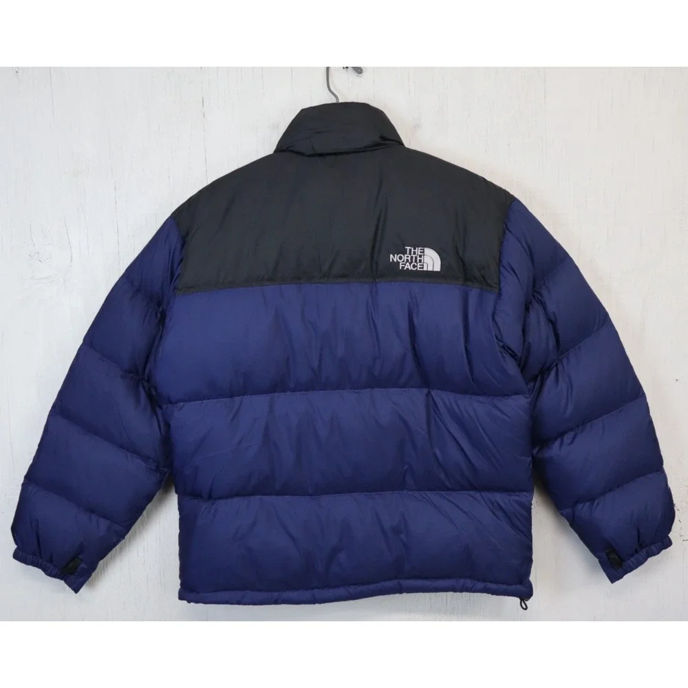 Vintage The North Face Nuptse 700 Puffer Jacket Mens L Navy Blue Black Down Fill - Picture 2 of 11